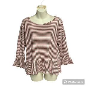 Promesa burgundy/cream striped bell sleeve top maybe a large?  No size tag